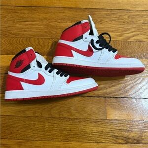 Kids Jordan 1 Red and White Sneakers